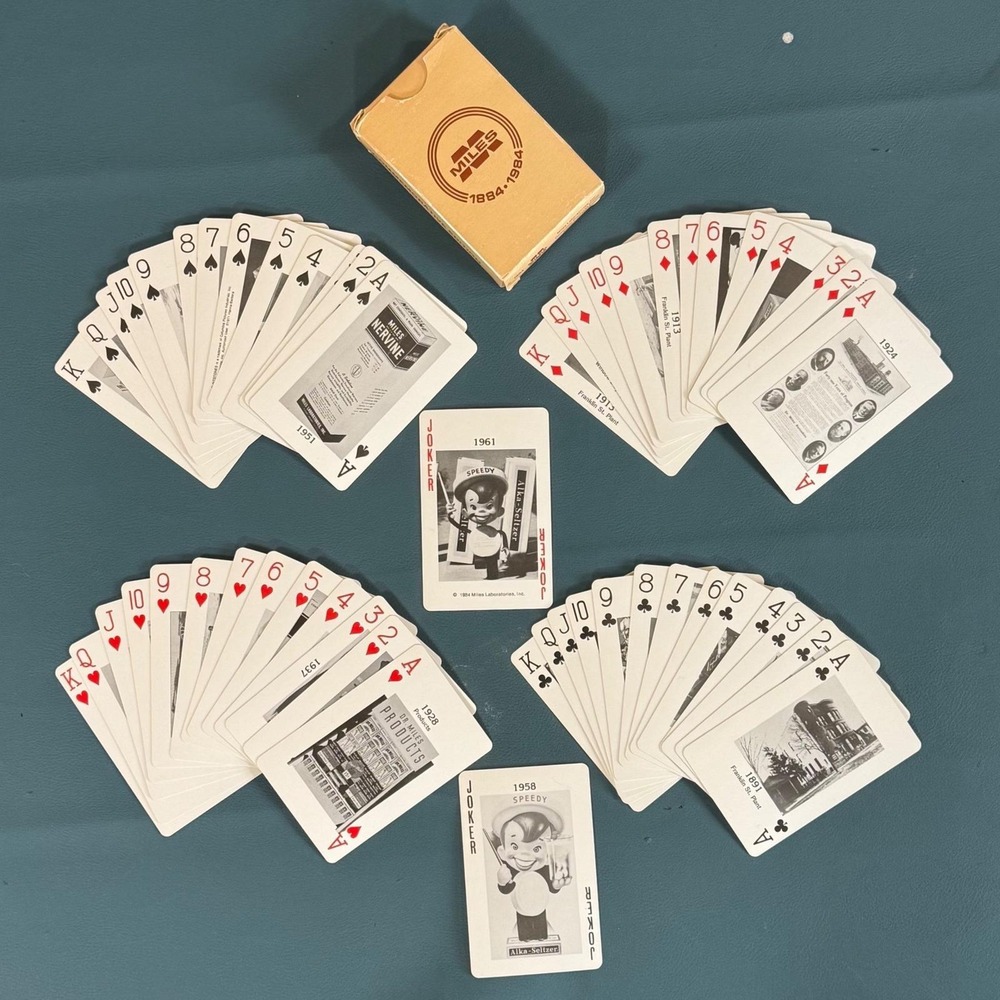 Vintage 1984 Miles Laboratories Centennial Advertising Playing Cards AlkaSeltzer